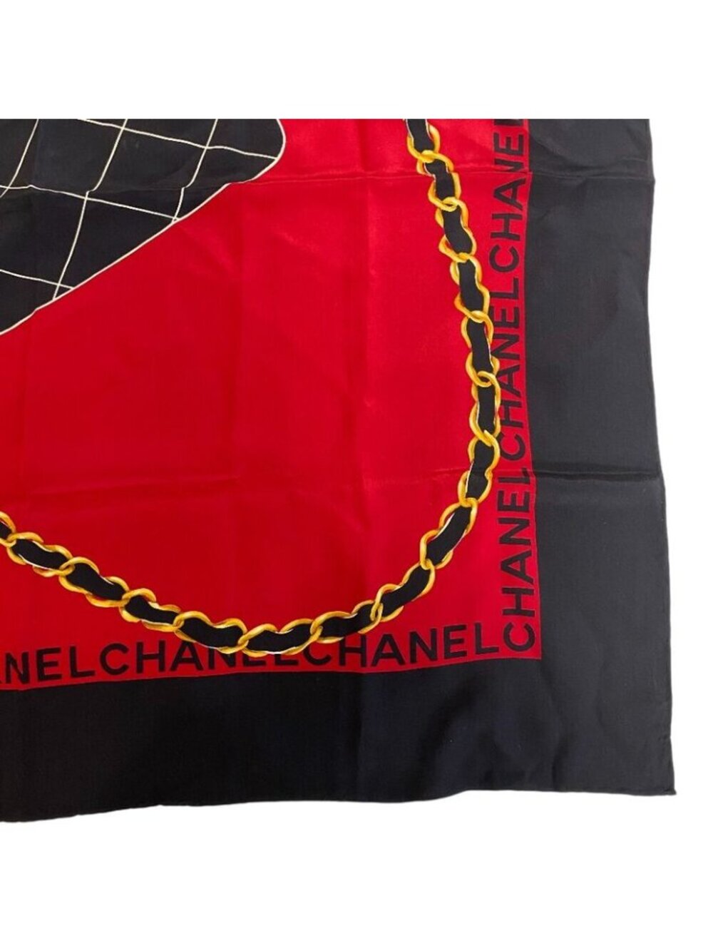 Chanel Bag Pattern Quilted Silk Scarf Black - Picture 6 of 8
